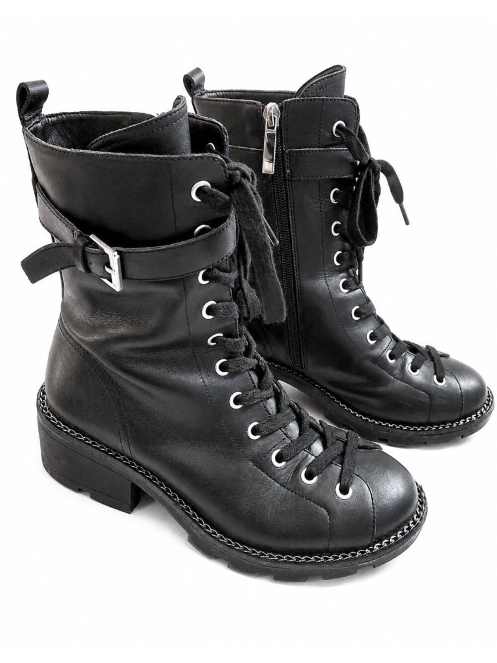 KENDALL + KYLIE Prime Combat Boots Black Size 7.5 Lace-Up Lug Sole Boots